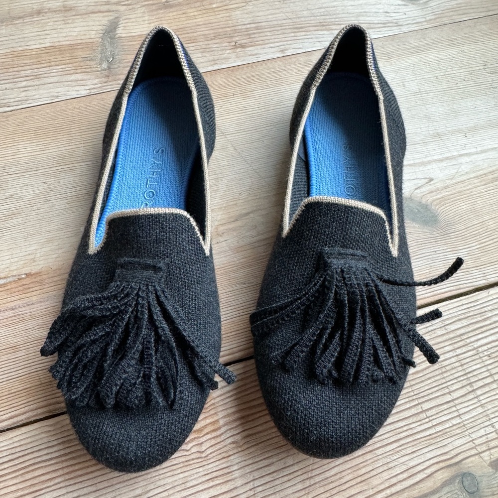 EUC Rothys Womens Merino Tassel Loafer In Black sz 7 Limited Edition